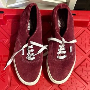 Vans Maroon Suede Shoes with White Accents